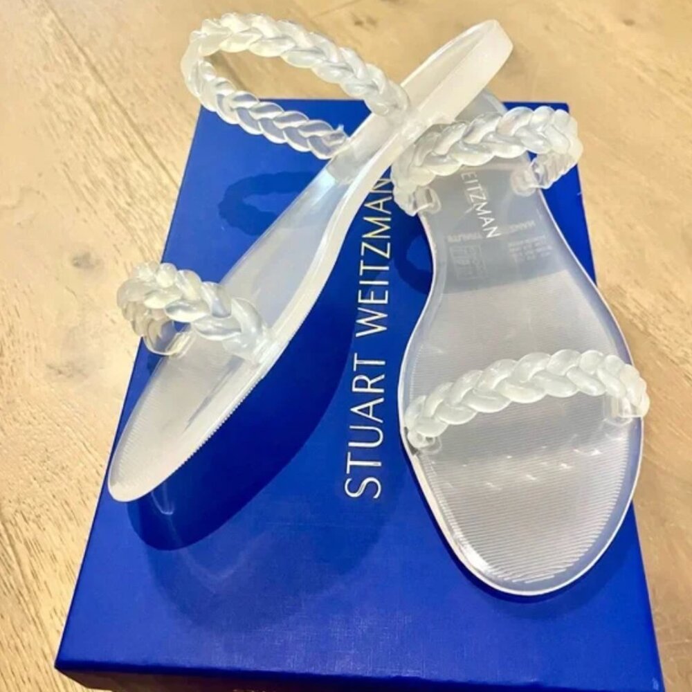 New Stuart Weitzman Braida Sawyer Clear Jelly Sandals size 10